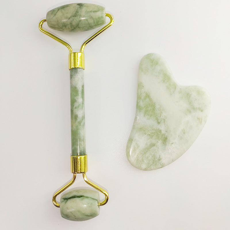110g Xiu Yu White Jade Facial Roller Gua Sha Set