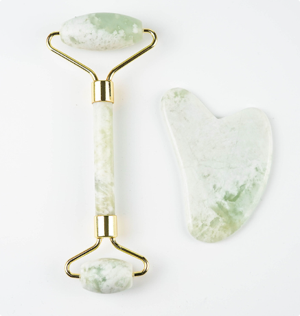 110g Xiu Yu White Jade Facial Roller Gua Sha Set